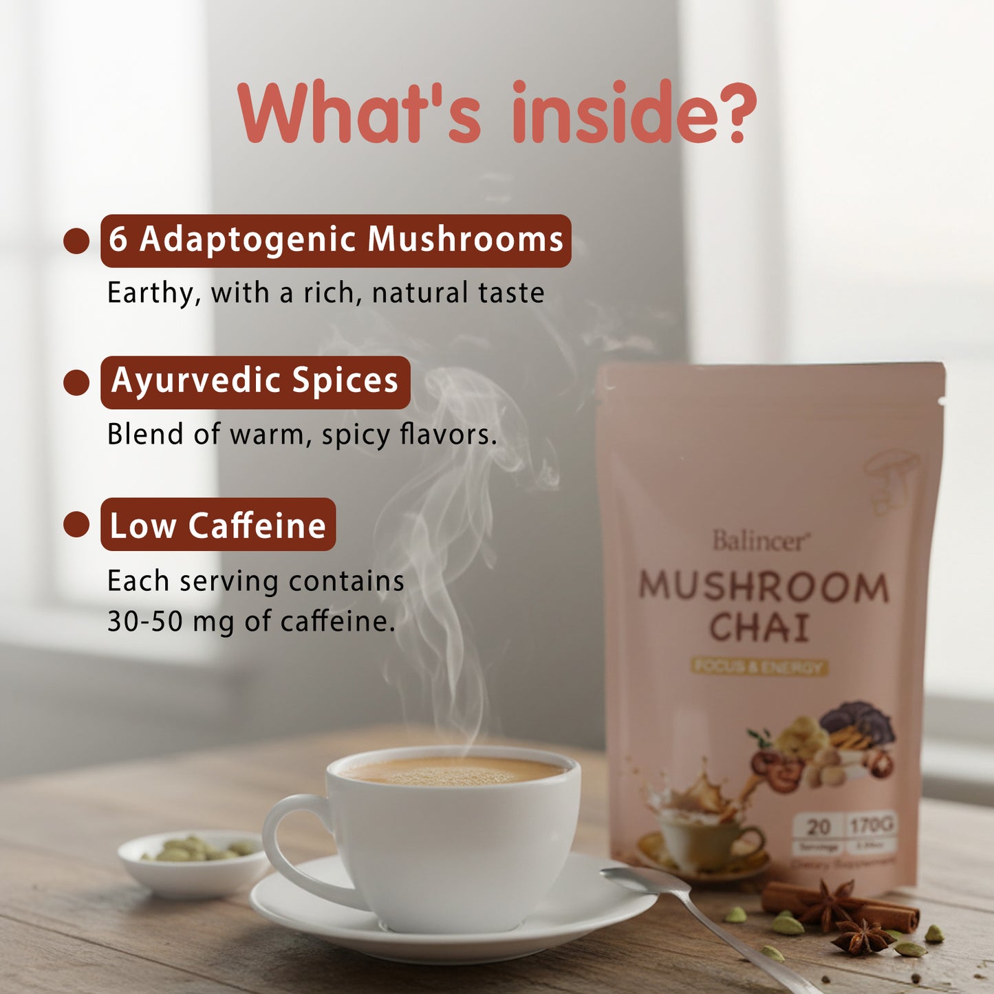 Balincer Mushroom Chai – Balance Blend | 20 Servings