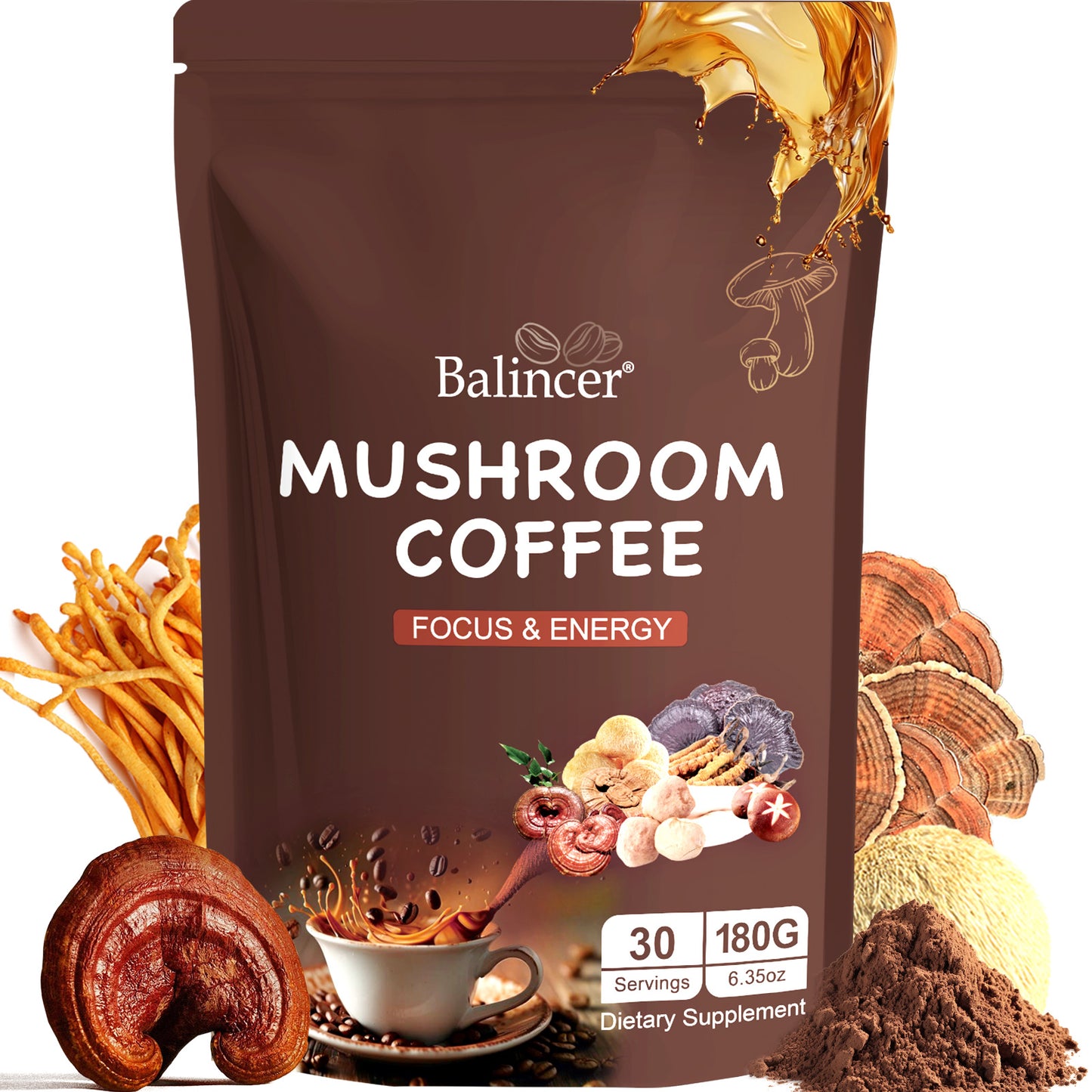 Mushroom Coffee Blend – Focus & Energy Support | 30 Servings