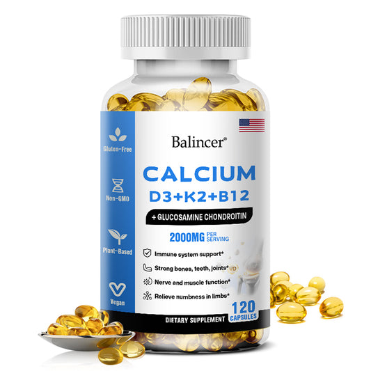 Balincer® Plant Calcium Complex + D3, K2, B12 &amp; Glucosamine Chondroitin Supplement