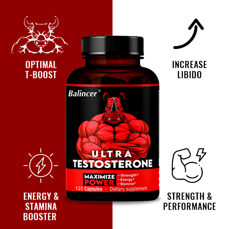 Ultra Testosterone Testosterone Booster for Men – Supports Energy, Muscle Strength, Endurance & Vitality – 120 Capsules