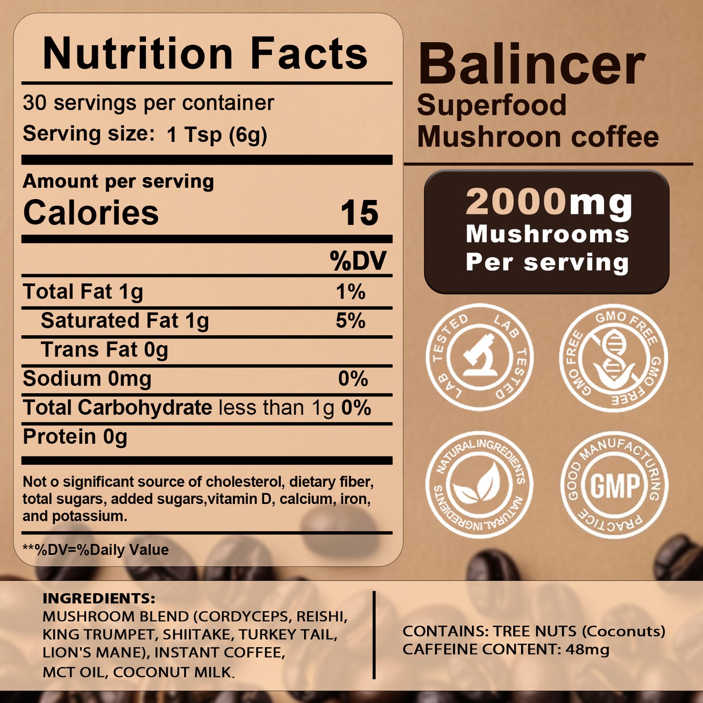 Mushroom Coffee Blend – Focus & Energy Support | 30 Servings