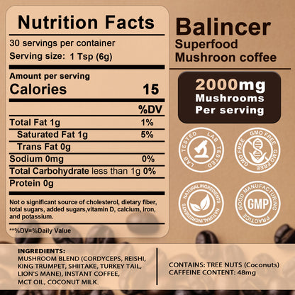 Mushroom Coffee Blend – Focus & Energy Support | 30 Servings