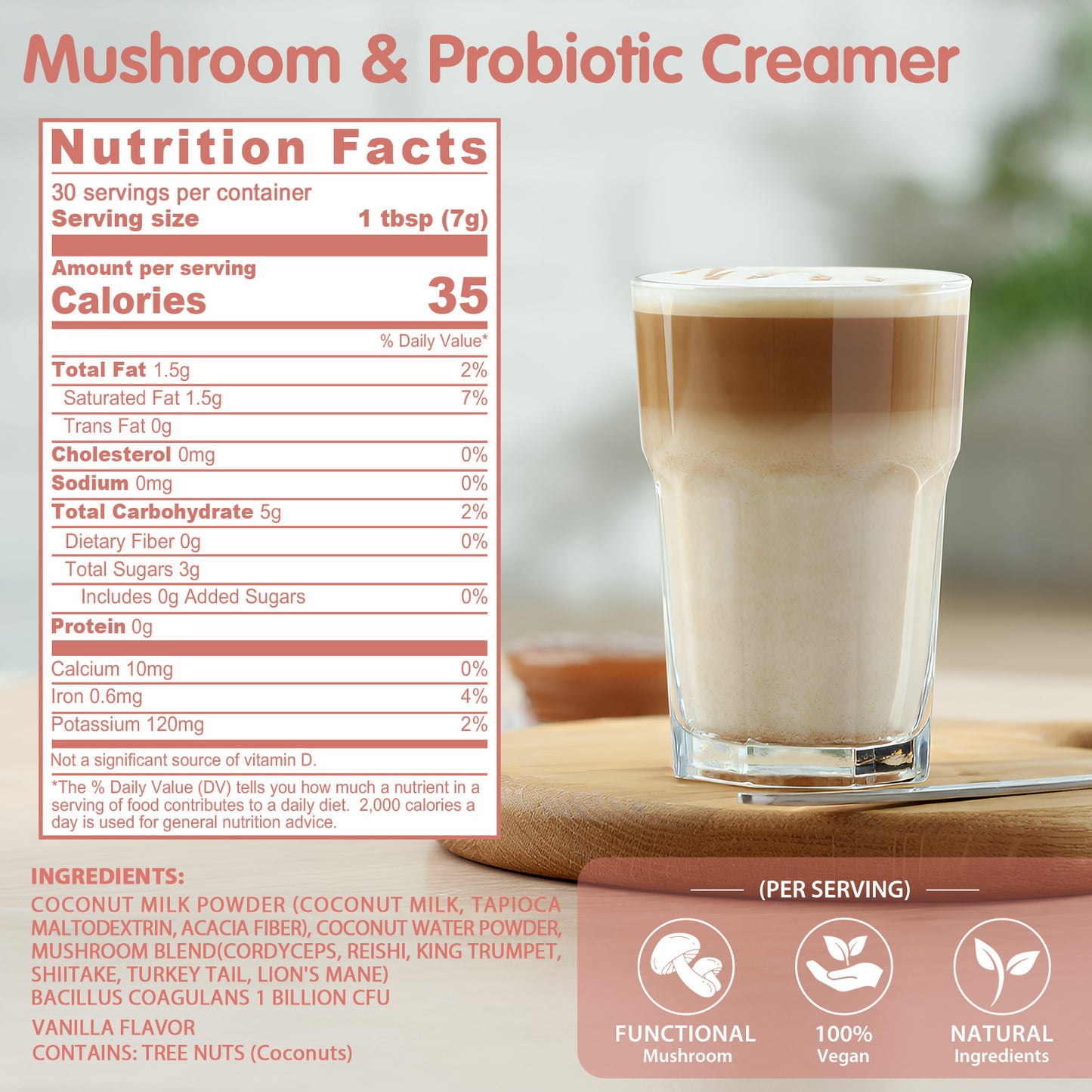 Balincer Mushroom Creamer – Gut Blend | 30 Servings