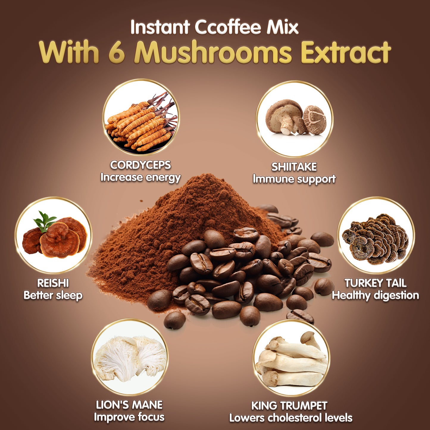 Mushroom Coffee Blend – Focus & Energy Support | 30 Servings