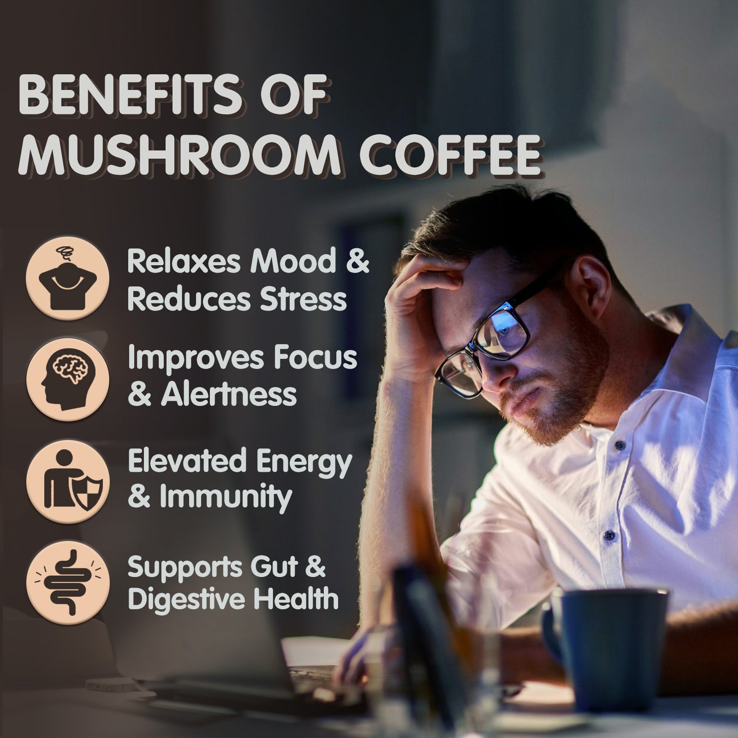 Mushroom Coffee Blend – Focus & Energy Support | 30 Servings