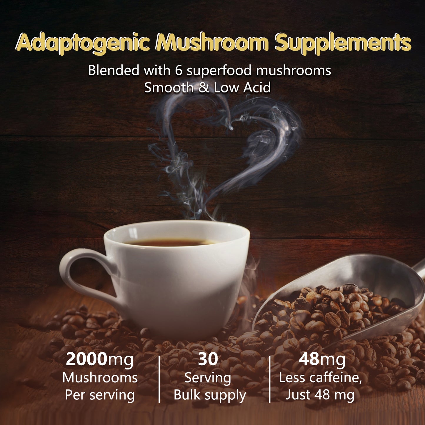 Mushroom Coffee Blend – Focus & Energy Support | 30 Servings