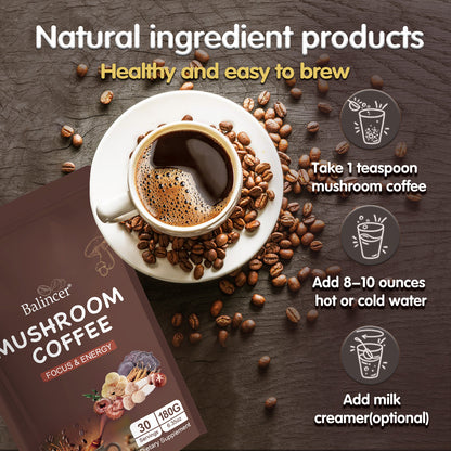 Mushroom Coffee Blend – Focus & Energy Support | 30 Servings
