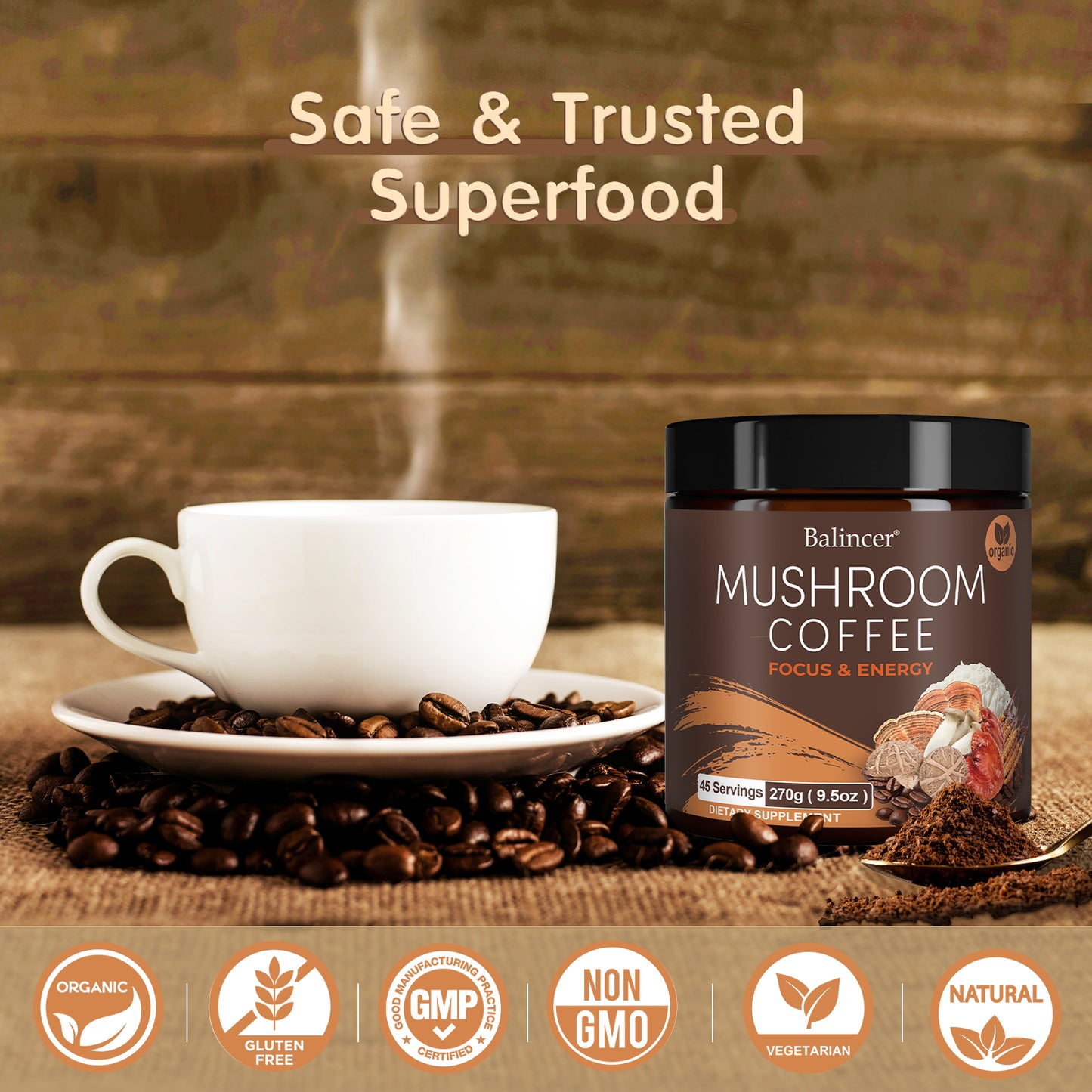 Balincer Mushroom Coffee for Focus & Energy