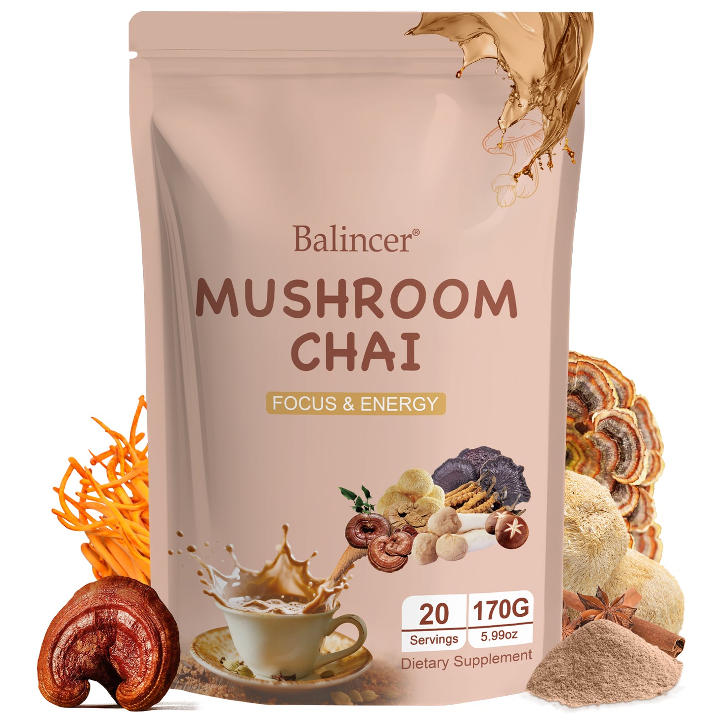 Balincer Mushroom Chai – Balance Blend | 20 Servings