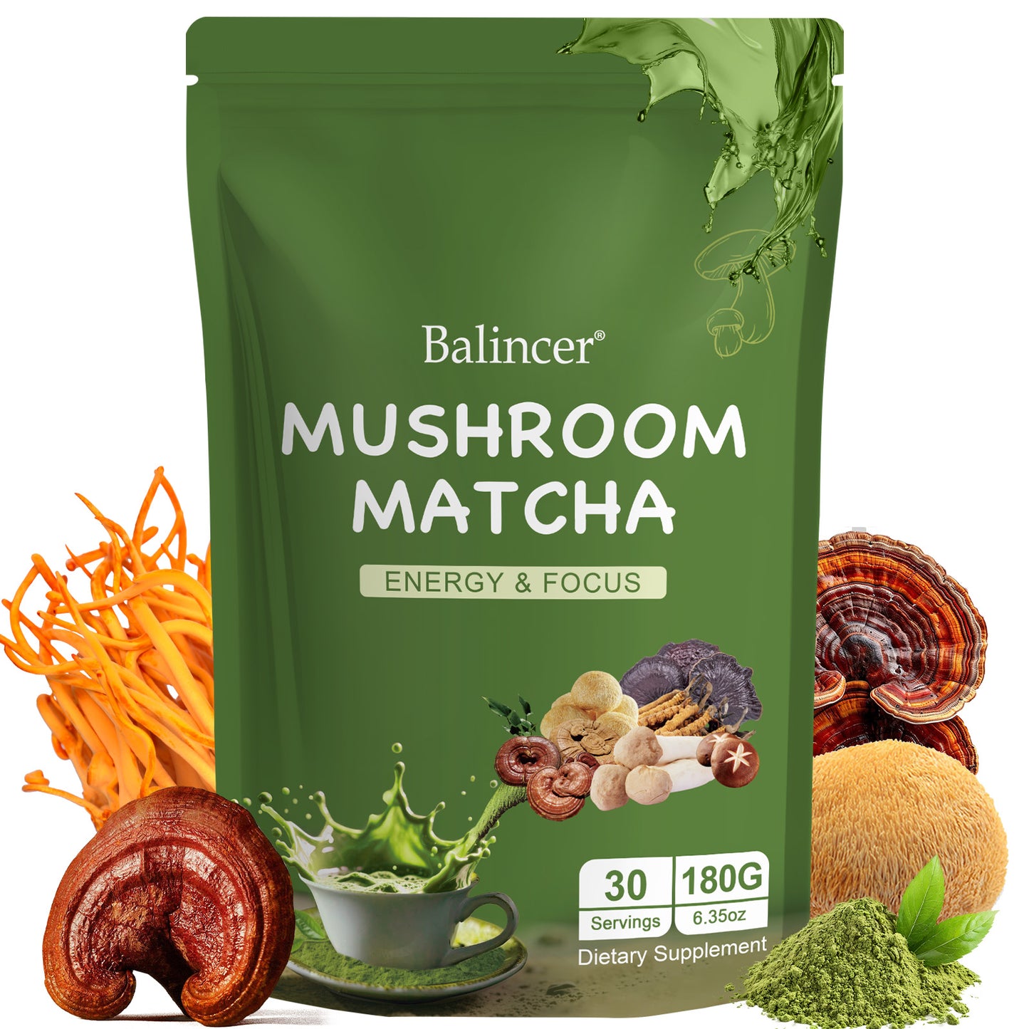 Balincer Mushroom Matcha – Energy Blend | 30 Servings